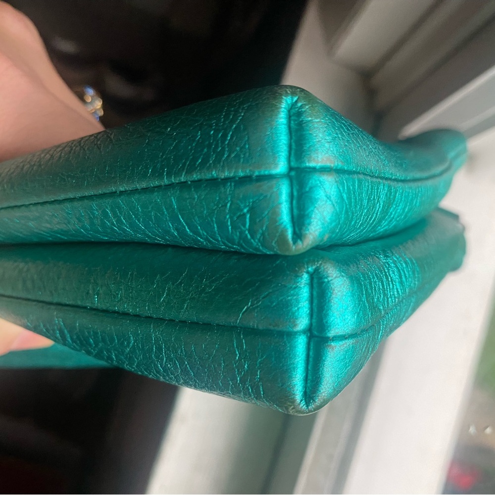 Coach Metallic Teal Pebble Leather Crossbody - Picture 10 of 16